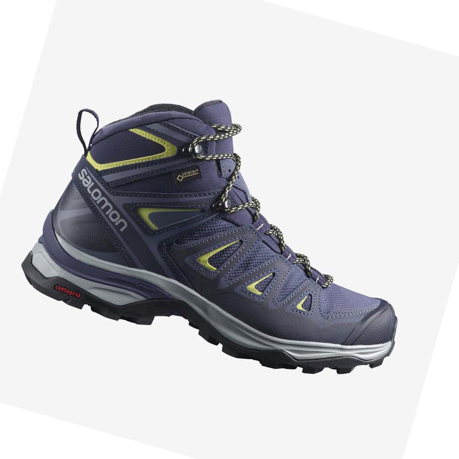 Tenis Senderismo Salomon WoX ULTRA 3 WIDE MID GORE-TEX Mujer Azules | MX 2814TCE